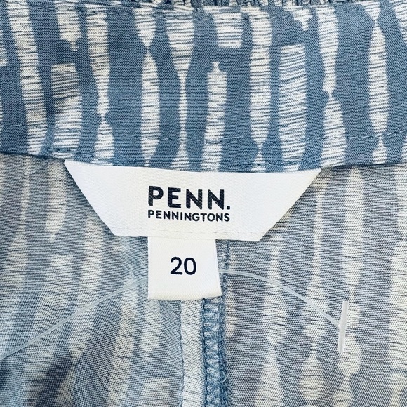 NEW, Penningtons, Printed Dress With Ruffled Sleeves, 20W, Blue, White - Picture 6 of 8